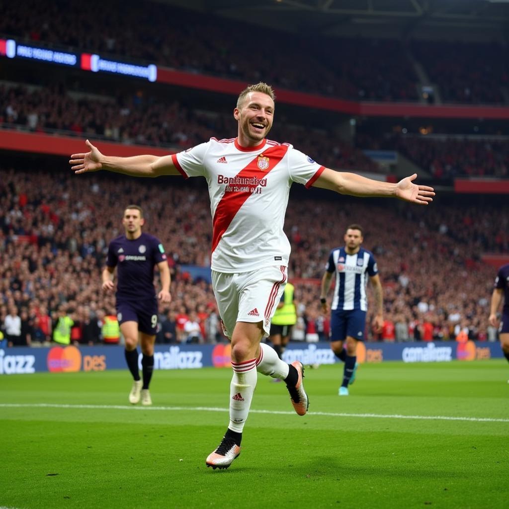 Haaland celebrates a Champions League Goal