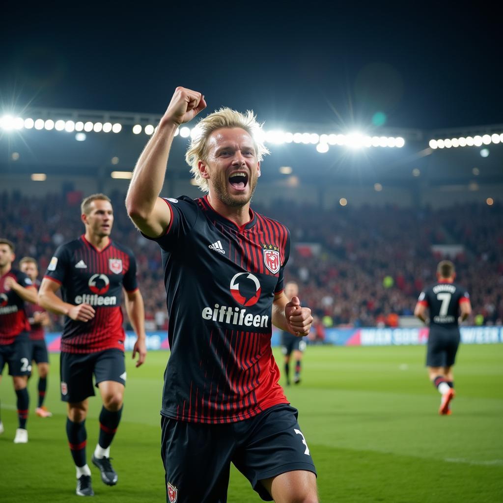 Erling Haaland celebrating a Champions League goal