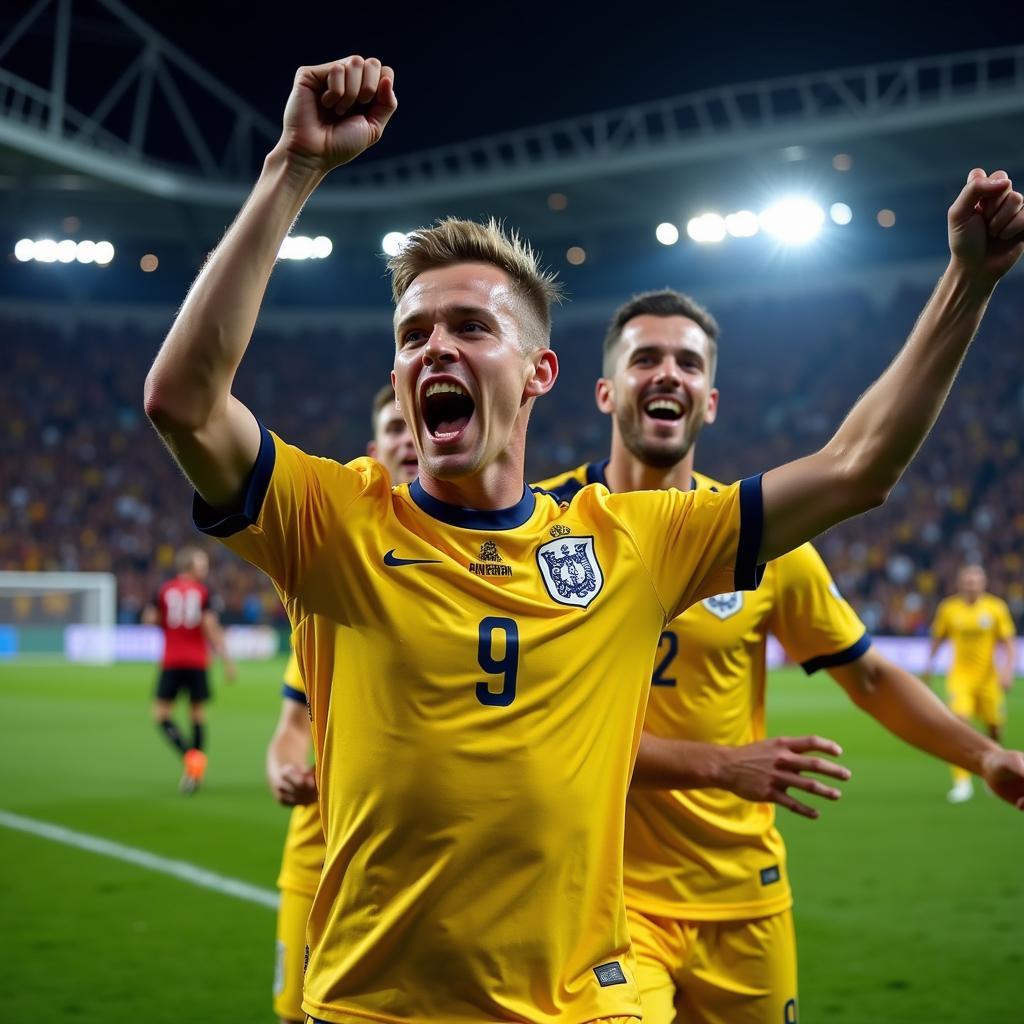 Haaland Celebrating a Champions League Goal