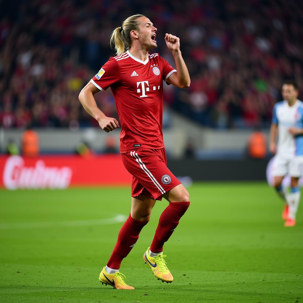 Haaland celebrates a Champions League goal