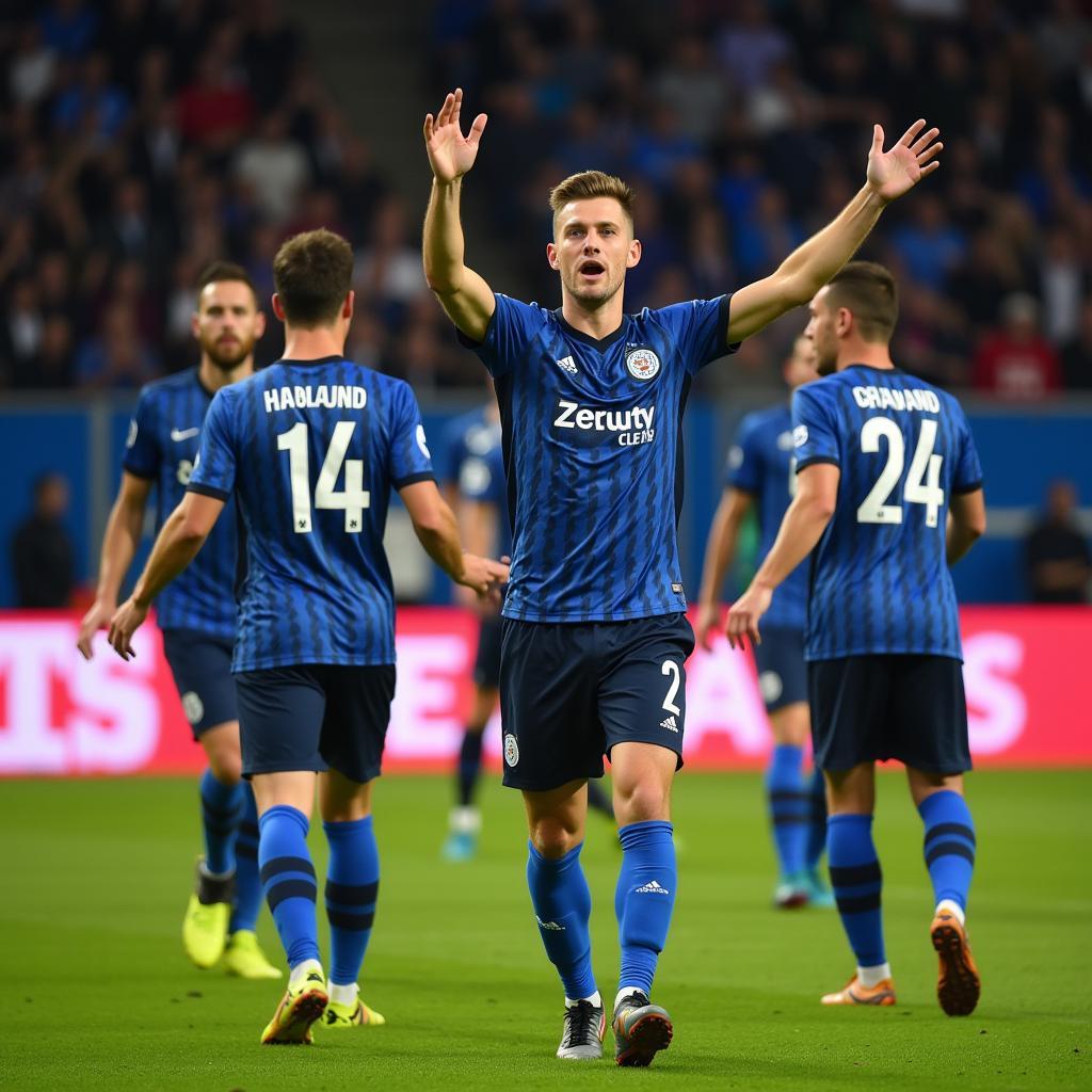 Haaland Celebrates a Champions League Goal