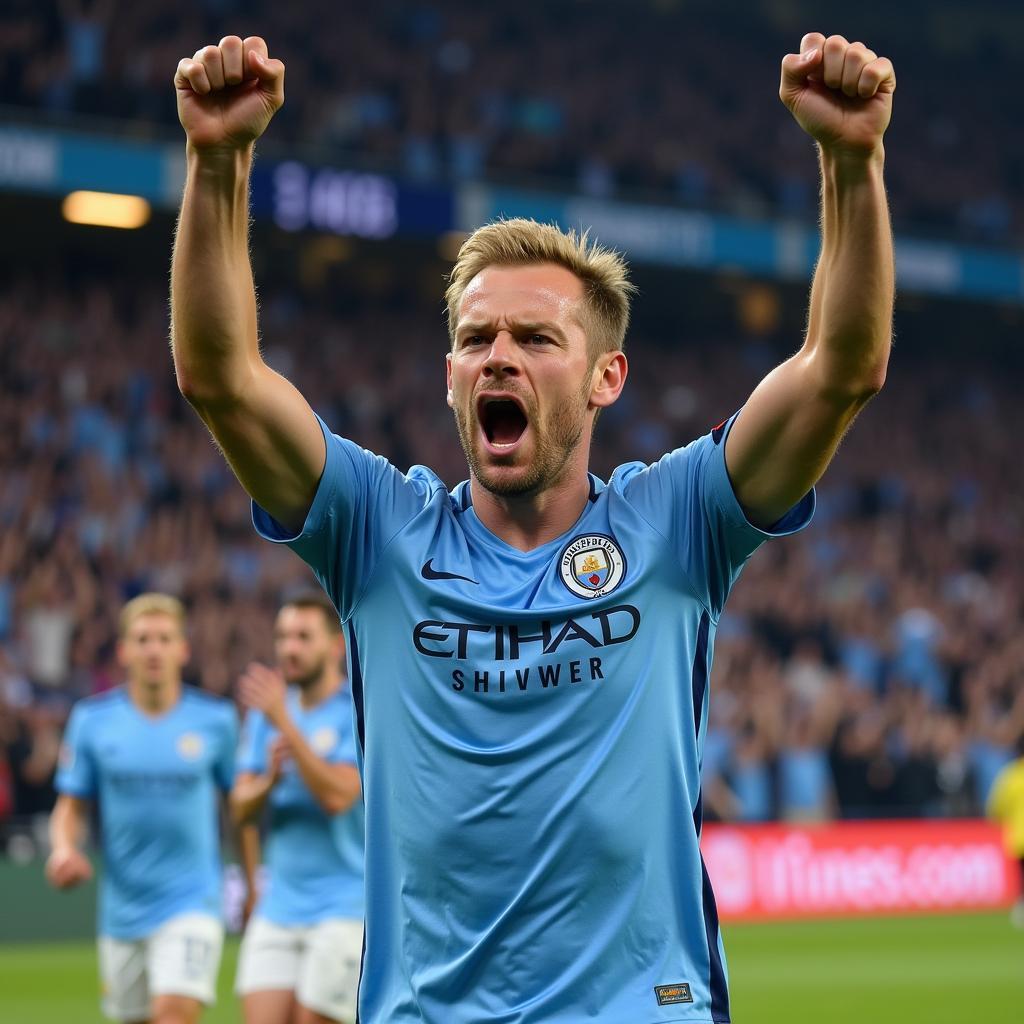 Erling Haaland celebrating a Champions League goal