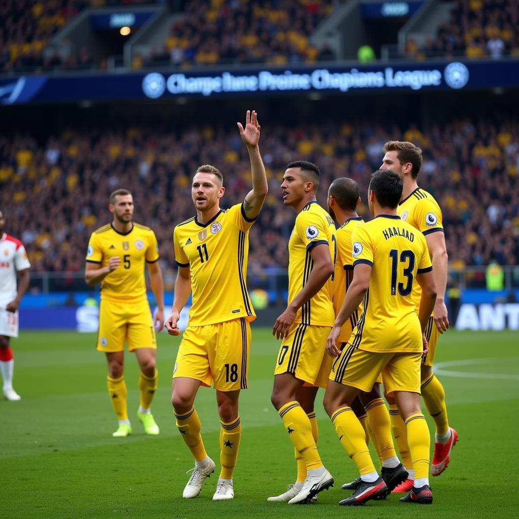 Erling Haaland celebrates a Champions League goal