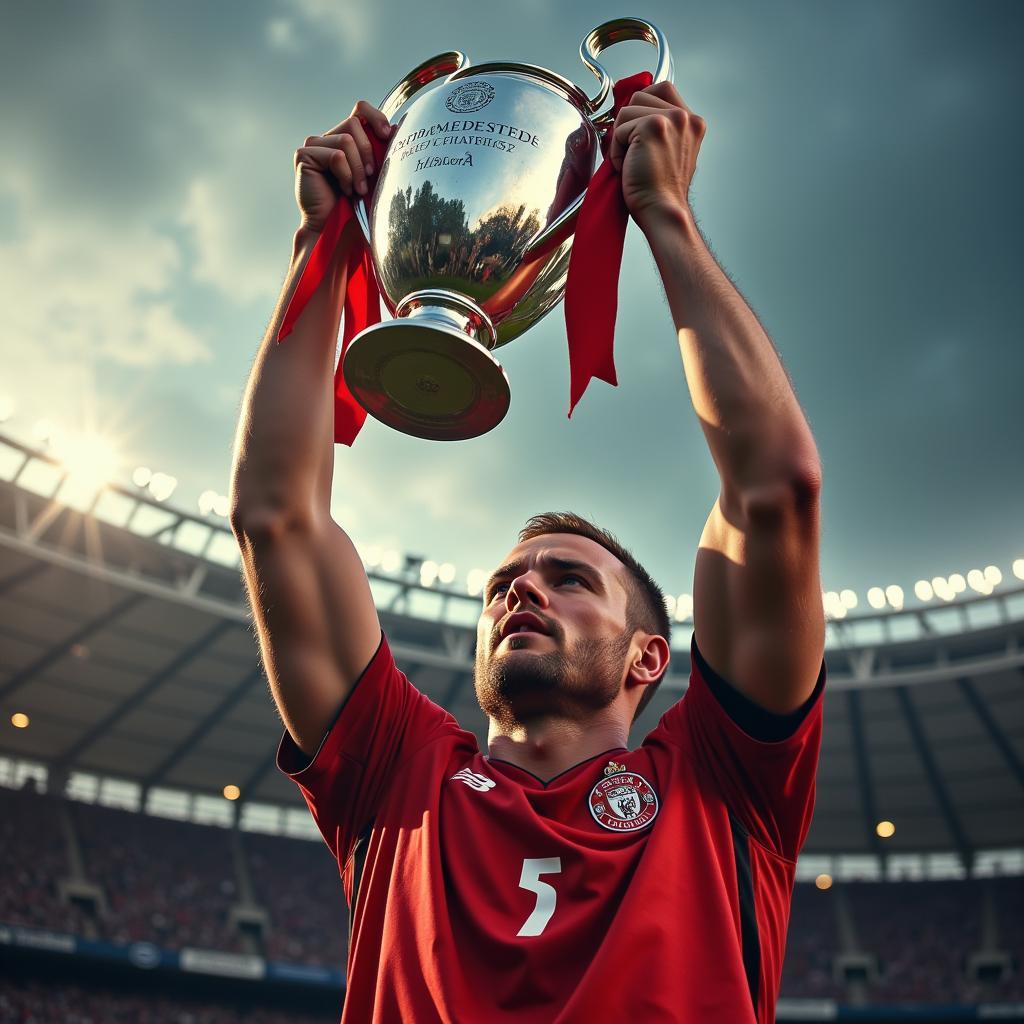 Haaland Lifting the Champions League Trophy