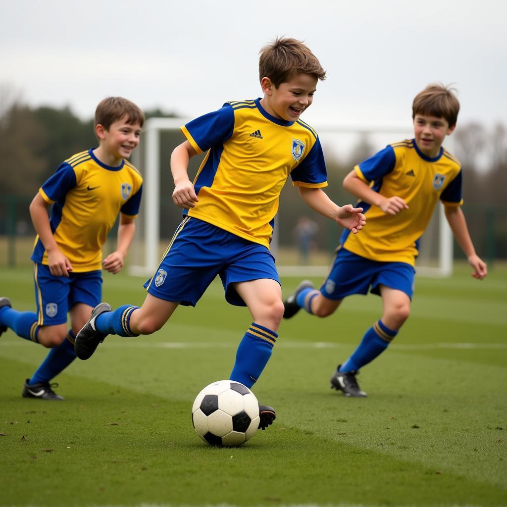 Young Haaland Scoring a Goal