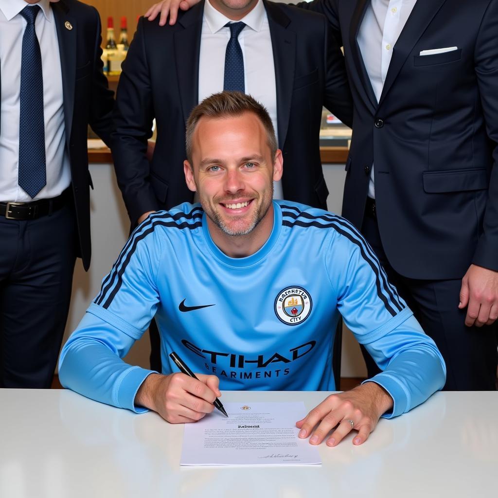 Haaland Signing His Contract with Manchester City