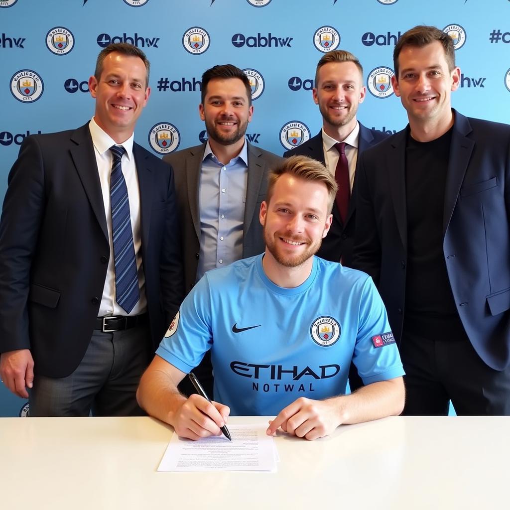 Erling Haaland Signing His Contract With Manchester City