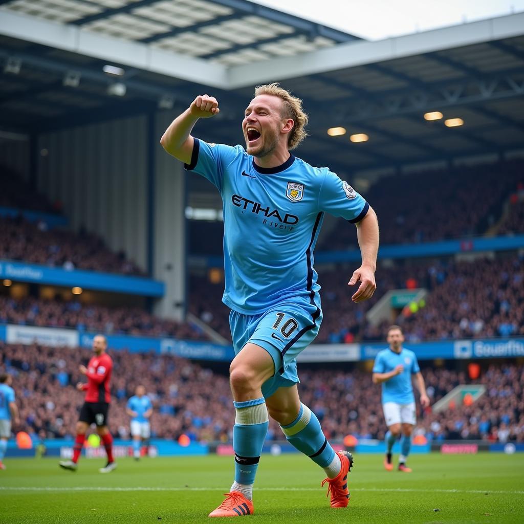 Erling Haaland Celebrating a Goal in a Coventry City Jersey