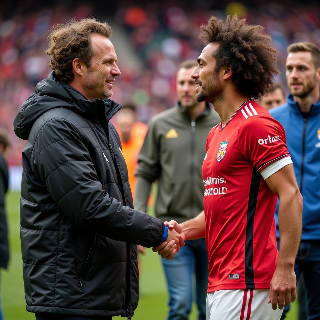 Haaland and Cucurella shaking hands after the match