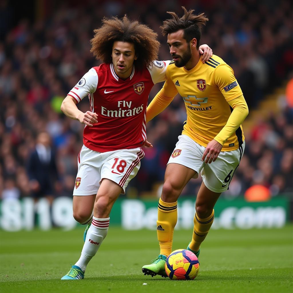 Haaland and Cucurella battling for possession in a high-intensity Premier League match