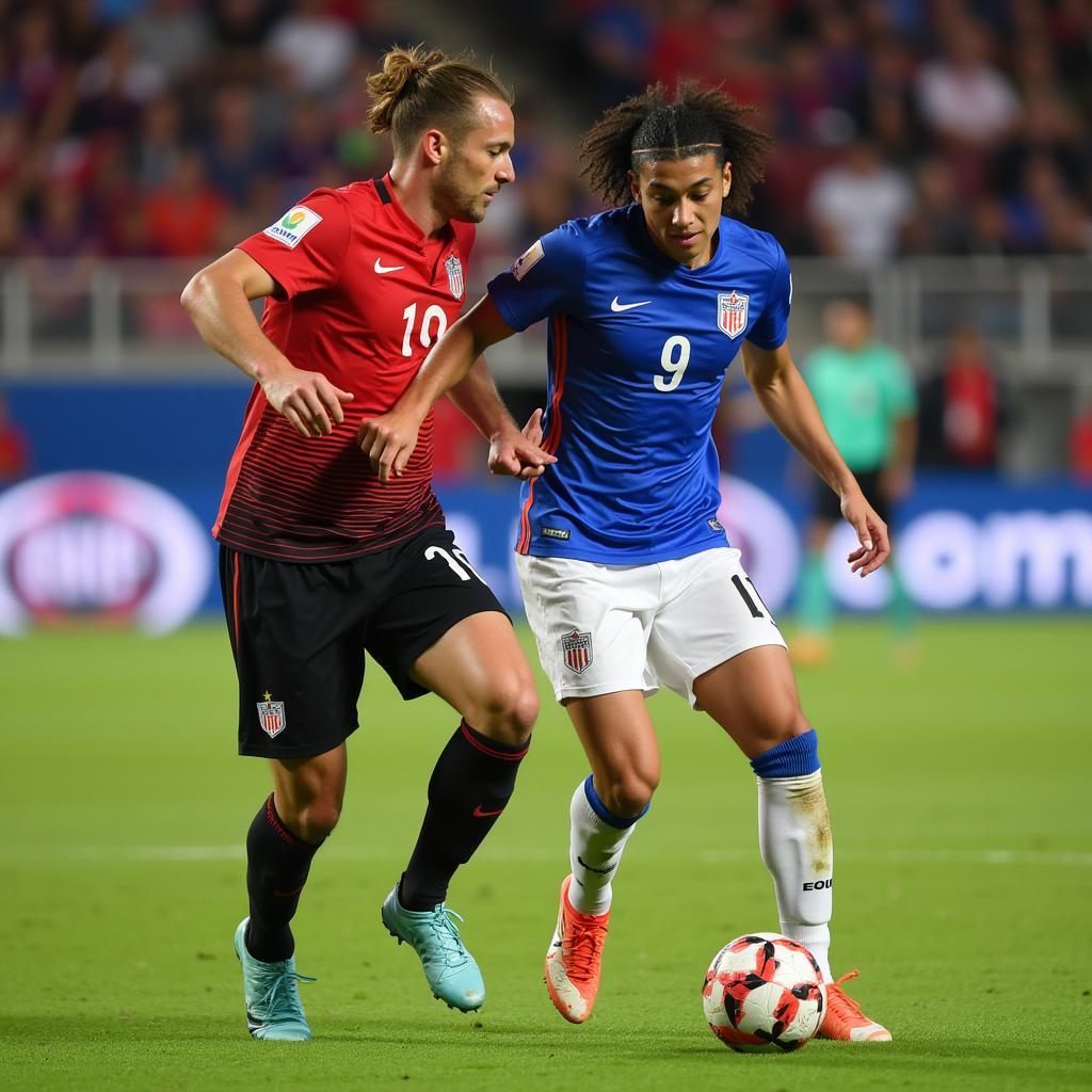 Haaland and Cucurella battling for possession during a match