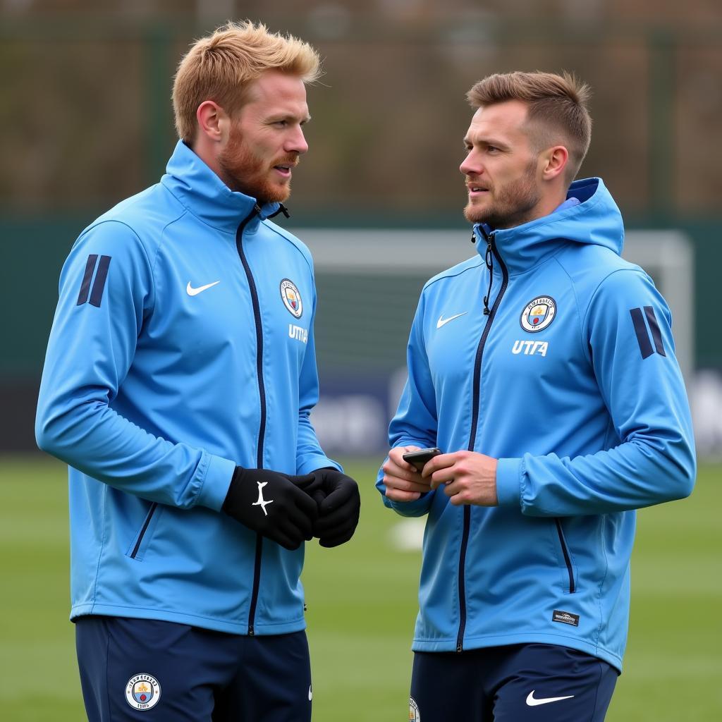 Haaland and De Bruyne at the Training Ground