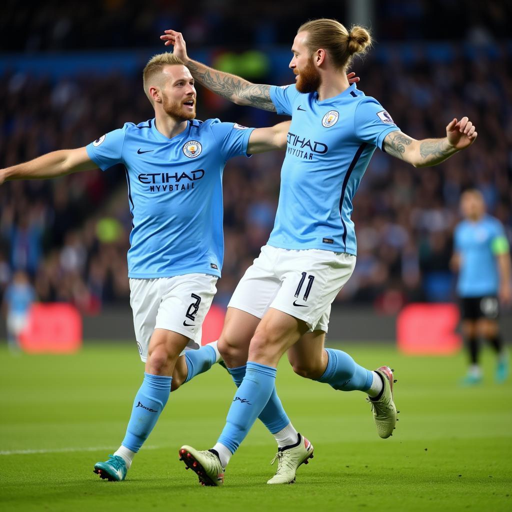 Haaland and De Bruyne Celebrating a Goal