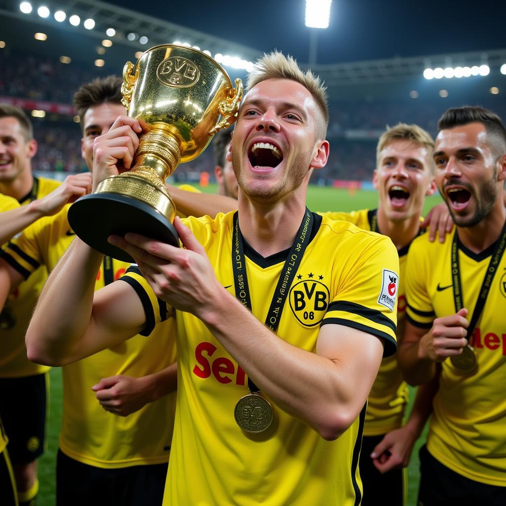 Haaland Celebrating DFB-Pokal Win