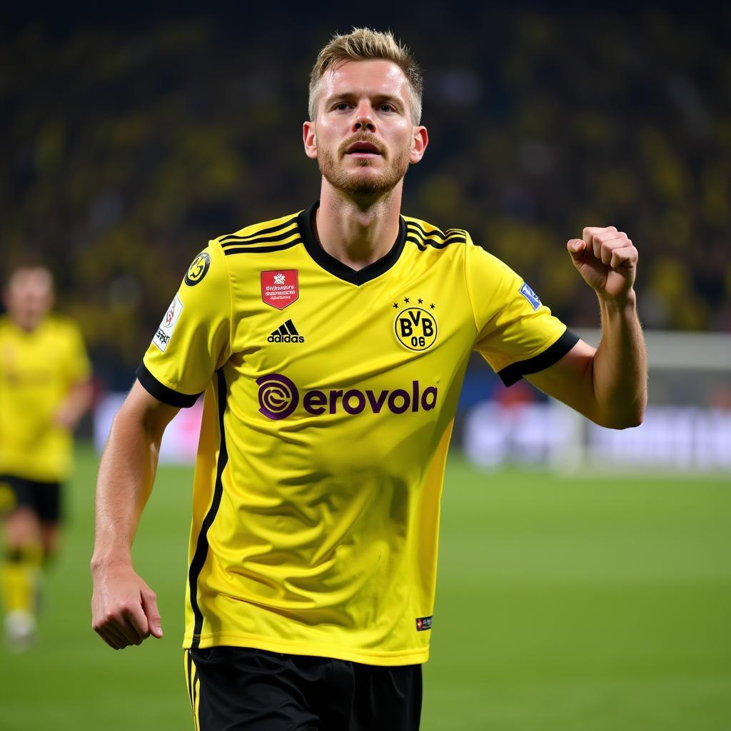 Haaland celebrating a goal for Borussia Dortmund