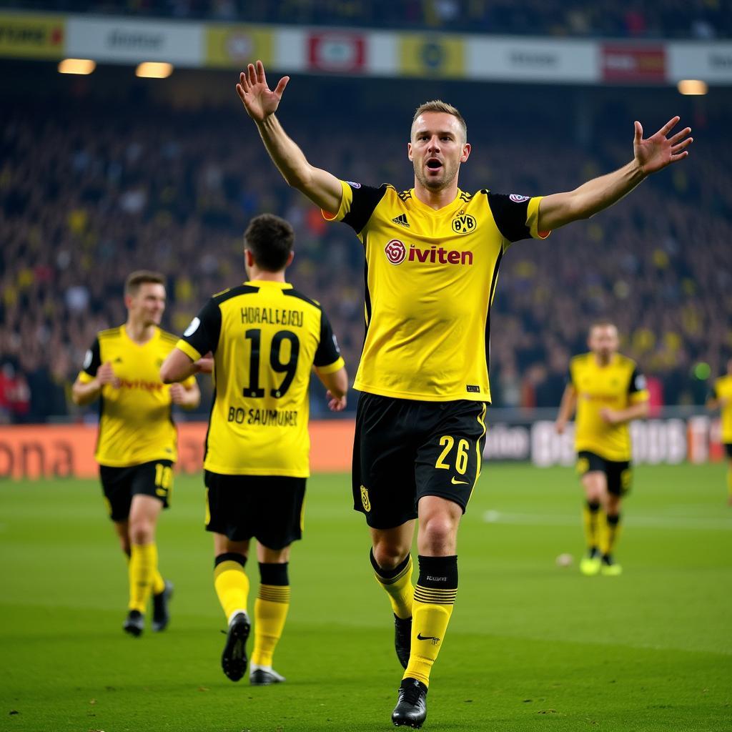 Haaland celebrating a goal for Dortmund