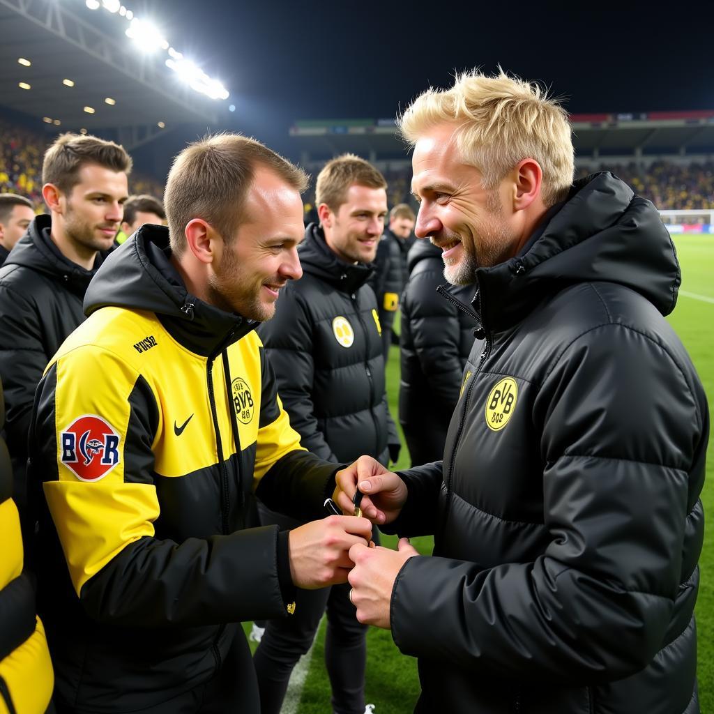 Haaland interacting with Dortmund fans