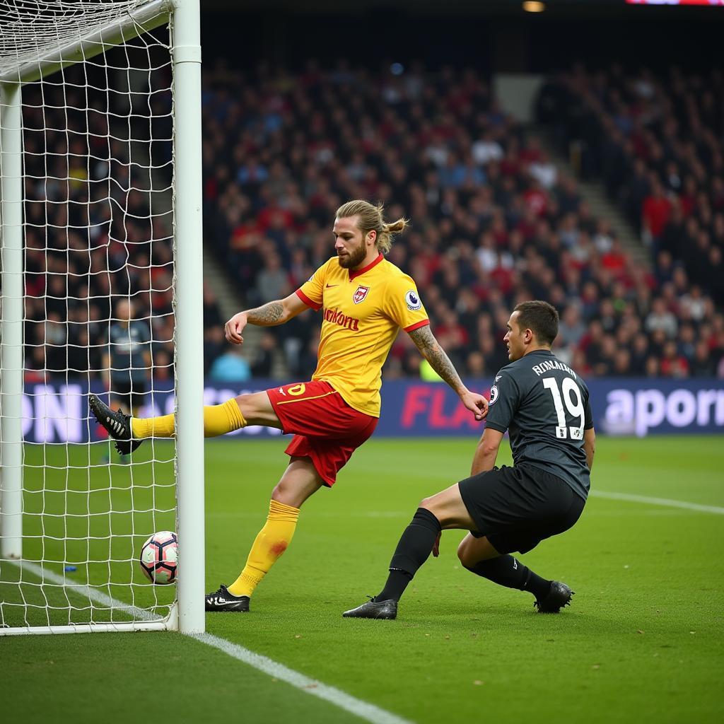 Erling Haaland scores a goal for Borussia Dortmund.