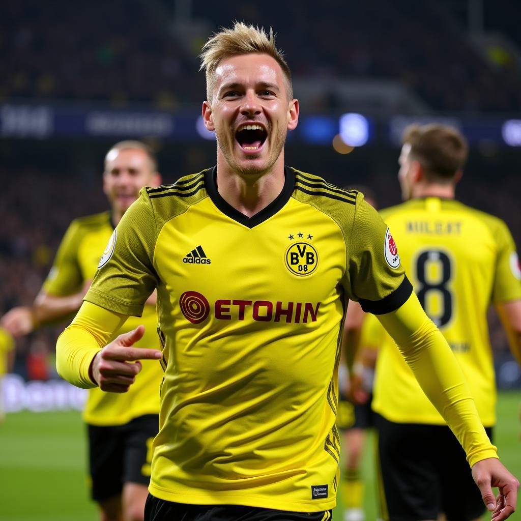 Haaland scoring for Dortmund in 2022