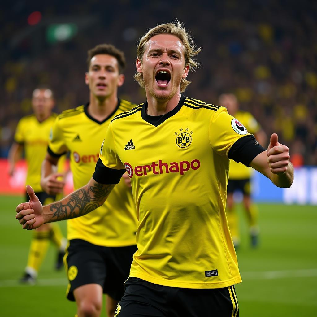 Haaland scoring for Dortmund in 2022