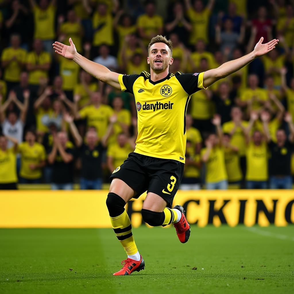 Erling Haaland celebrating a goal for Borussia Dortmund