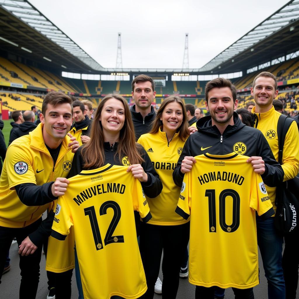 Fans wearing Erling Haaland Dortmund shirts