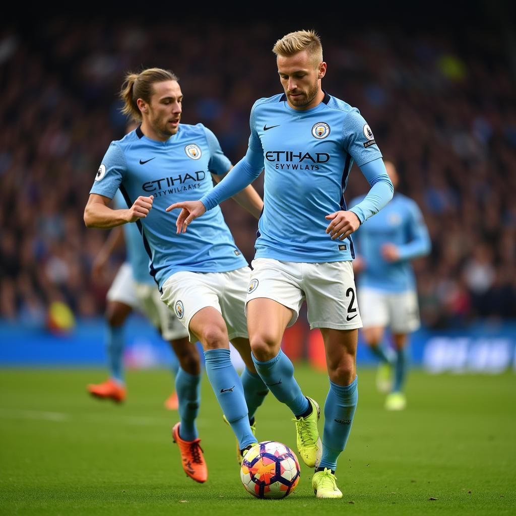 Haaland playing for Dortmund against Manchester City