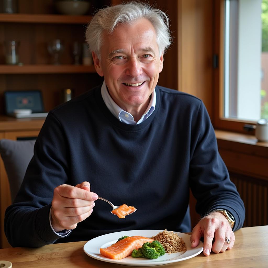 Erling Haaland enjoying a healthy meal