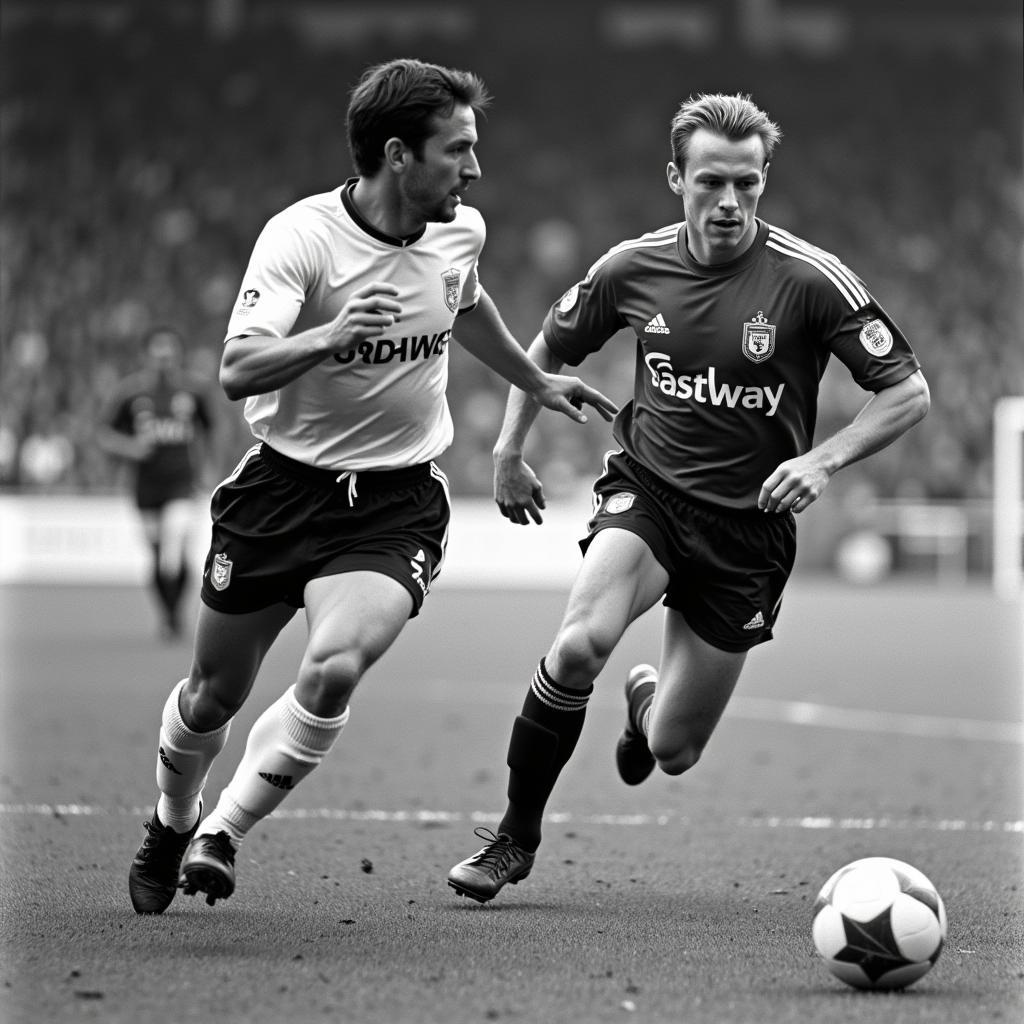 Erling Haaland accelerating past a defender