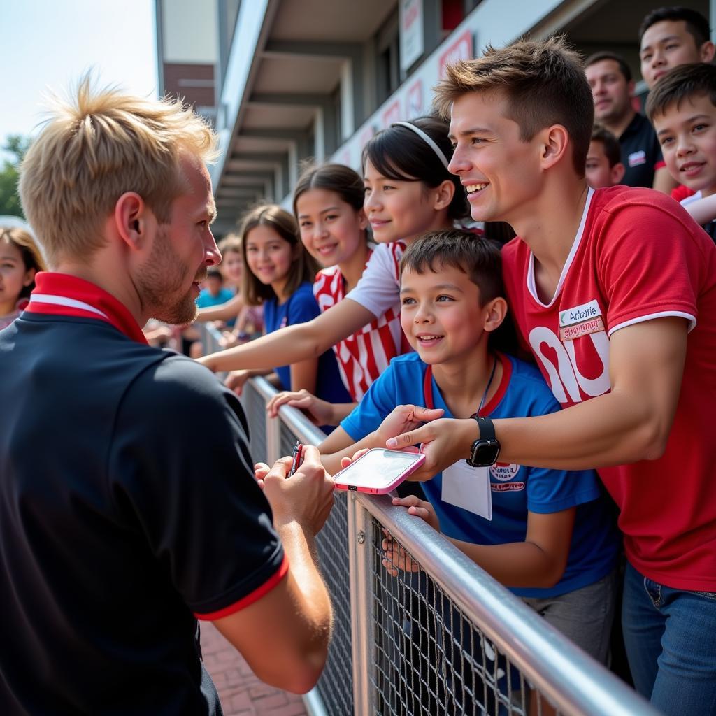 Haaland interacting with fans