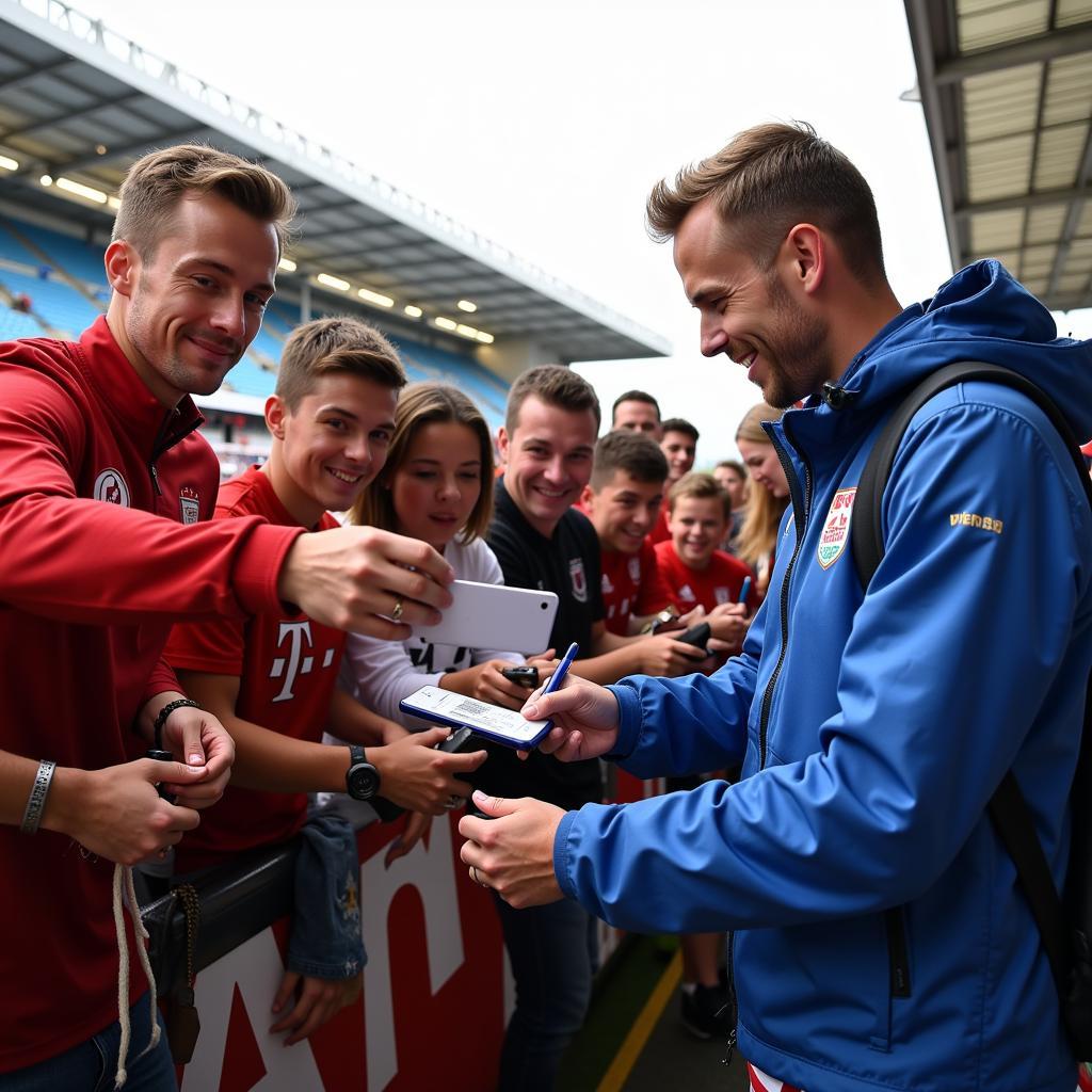 Haaland interacting with fans after a match