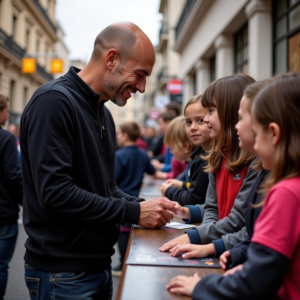 Haaland interacts with young fans