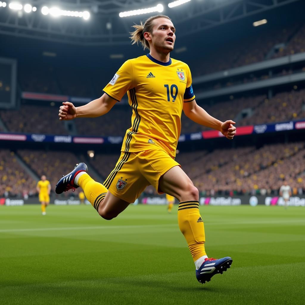 Haaland celebrating a goal in FIFA 24