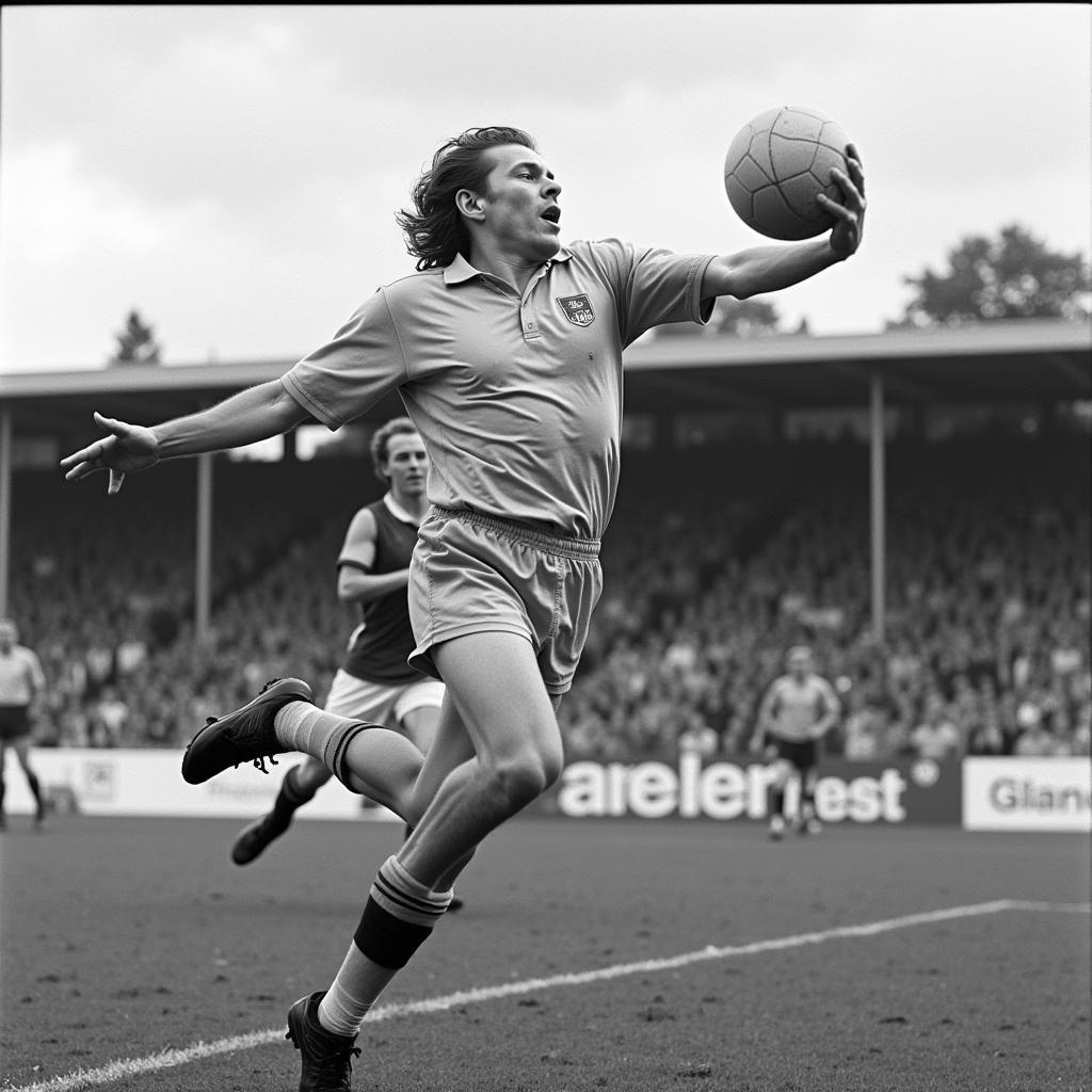 Erling Haaland jumping high for a header in a football match.