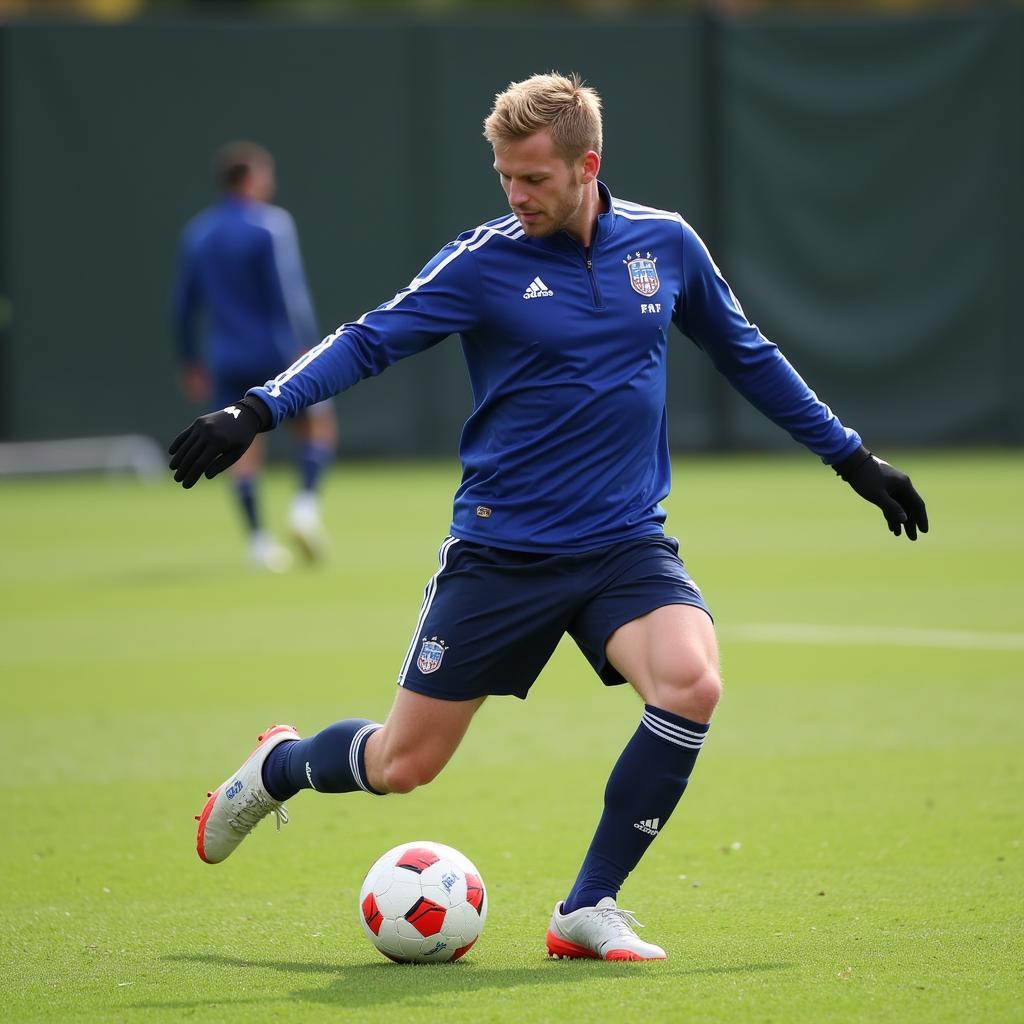 Haaland practicing free kicks