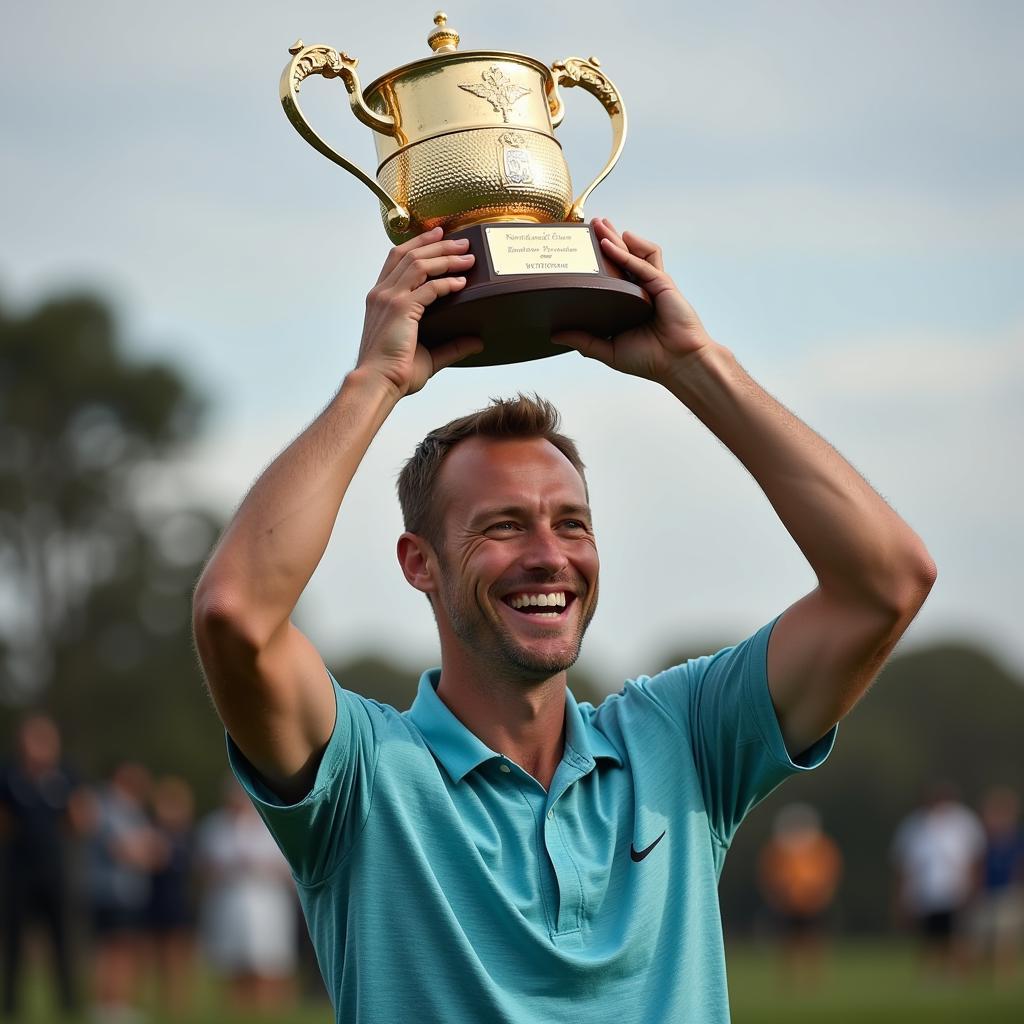 Haaland holding a trophy, symbolizing his future success and potential for more records.