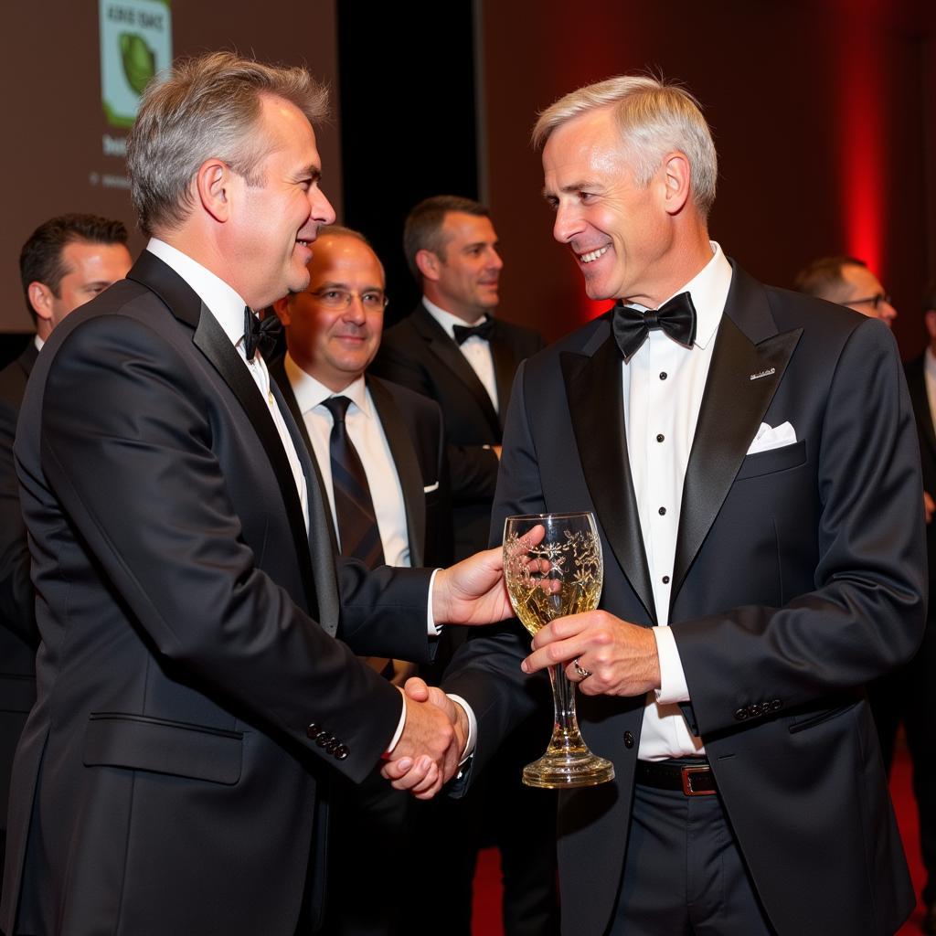 Erling Haaland receiving the FWA Footballer of the Year award.