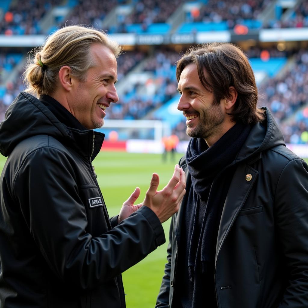 Erling Haaland and Liam Gallagher at the Manchester City stadium