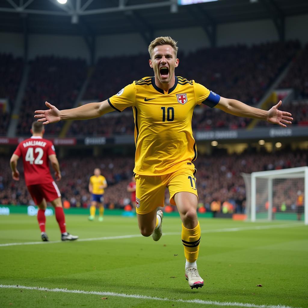 Haaland celebrates a goal