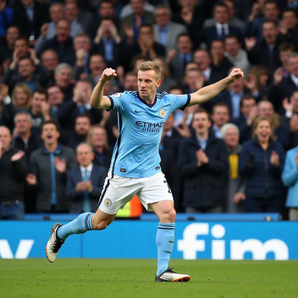 Erling Haaland celebrates a goal at the Etihad Stadium