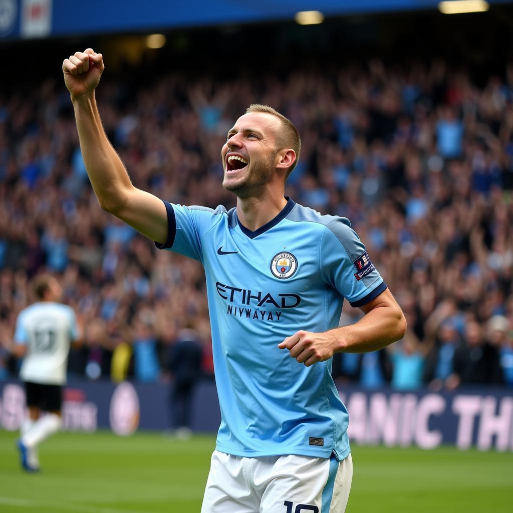 Haaland celebrates a goal for Manchester City