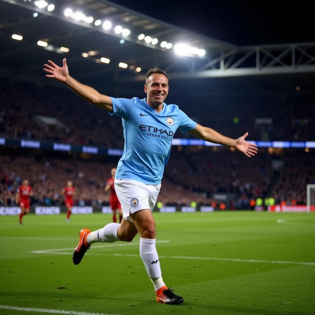 Haaland celebrating a goal in the Premier League