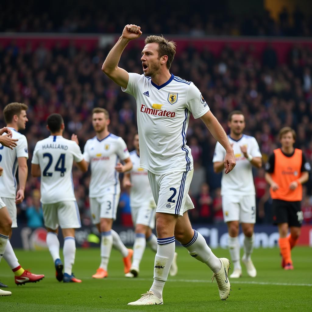 Haaland celebrating a goal in the Premier League