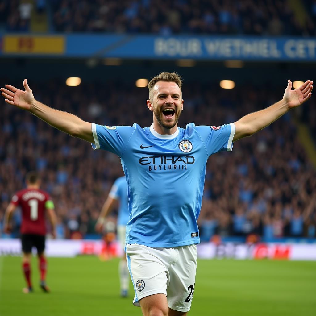 Erling Haaland celebrating a goal in the Premier League