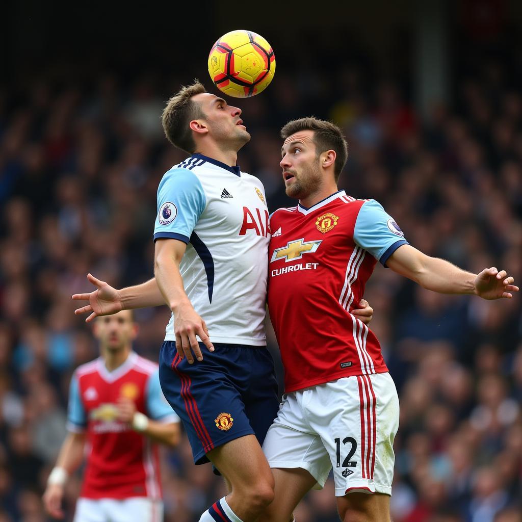 Haaland and Godfrey in an aerial duel