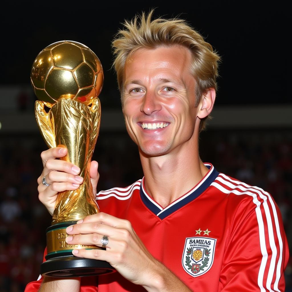 Erling Haaland holding the Golden Boot award