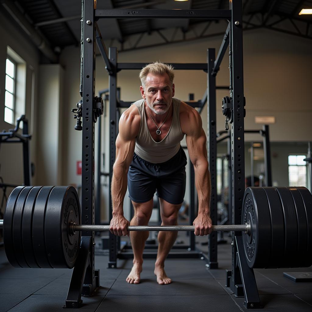 Erling Haaland undergoing intense physical training in the gym.