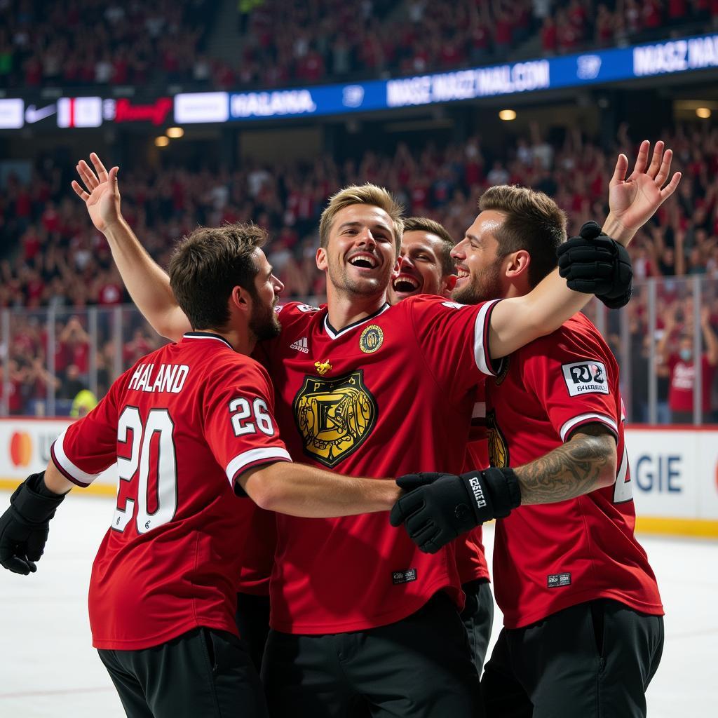 Erling Haaland celebrating a hat-trick