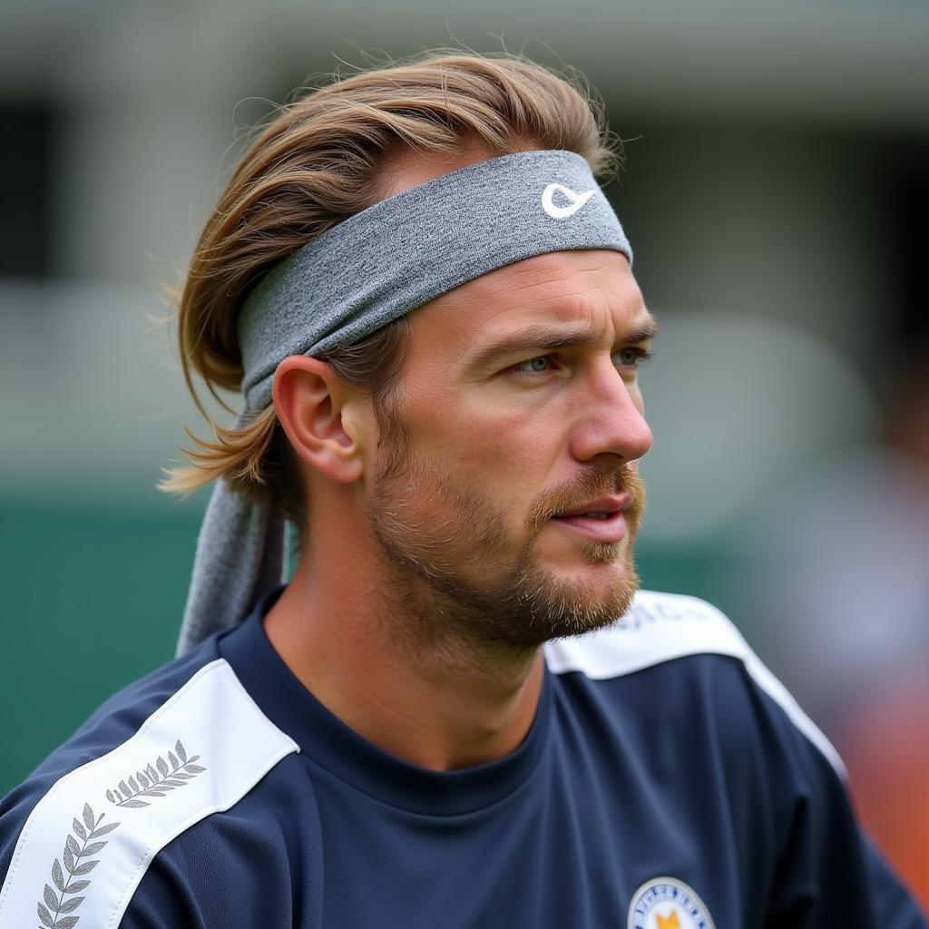 Erling Haaland sporting a headband during training