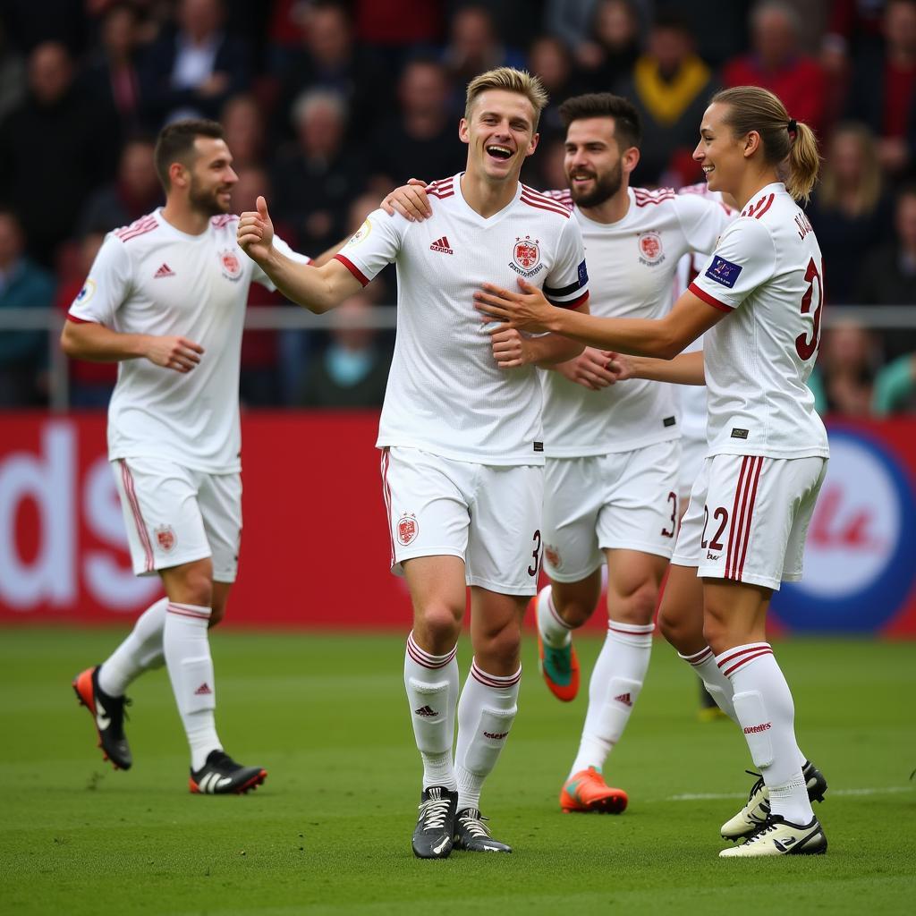 Erling Haaland celebrating a headed goal